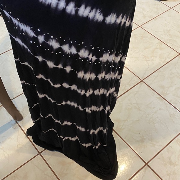 INC International Concepts B/W Tie-Dyed Very Long Maxi Dress - Picture 2 of 7